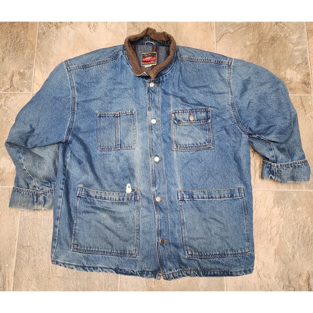 Vintage Wrangler Hero Blanket Lined Denim Jacket Men's XL Corduroy Collar 90s